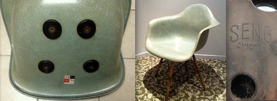 Eames Paw Swivel Dowel Seafoam Green Rope Edge Chair Seng Etsy