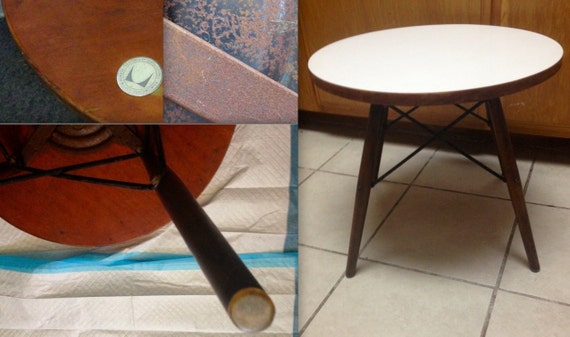 Eames Dowel Table Seng Chicago Base White Veneer Side Table Etsy