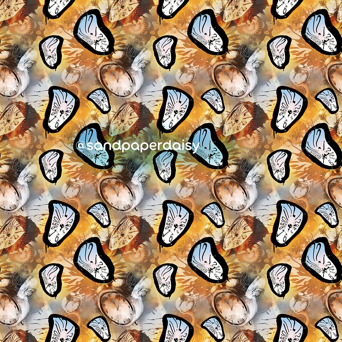 Repeat Pattern Clocks DALI CLOCKS Steampunk Repeating Pattern Instant Digital Download Multi ...