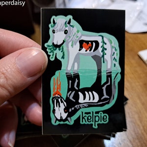 Kelpie Sticker 3x2in vinyl spooky horse fae fairy monster cryptid legendary creature