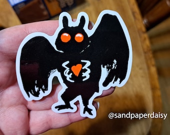 The MOTHMAN COMETH Sticker 3x3in vinyl  cryptid spooky moth bird owl bat monster west virginia american legendary creature
