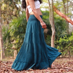 Boho Skirt / Long Skirt / Maxi Skirt / Full Length Skirt / Color Teal  / Cotton Skirt / Cotton Skirt / Modest Skirt/ Boho Chic/ Floaty Skirt