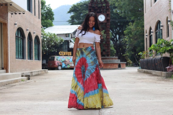 cristal Poner zona Tie Dye Skirt / Boho Tie Dye Skirt/ Falda Larga / Falda Boho - Etsy México