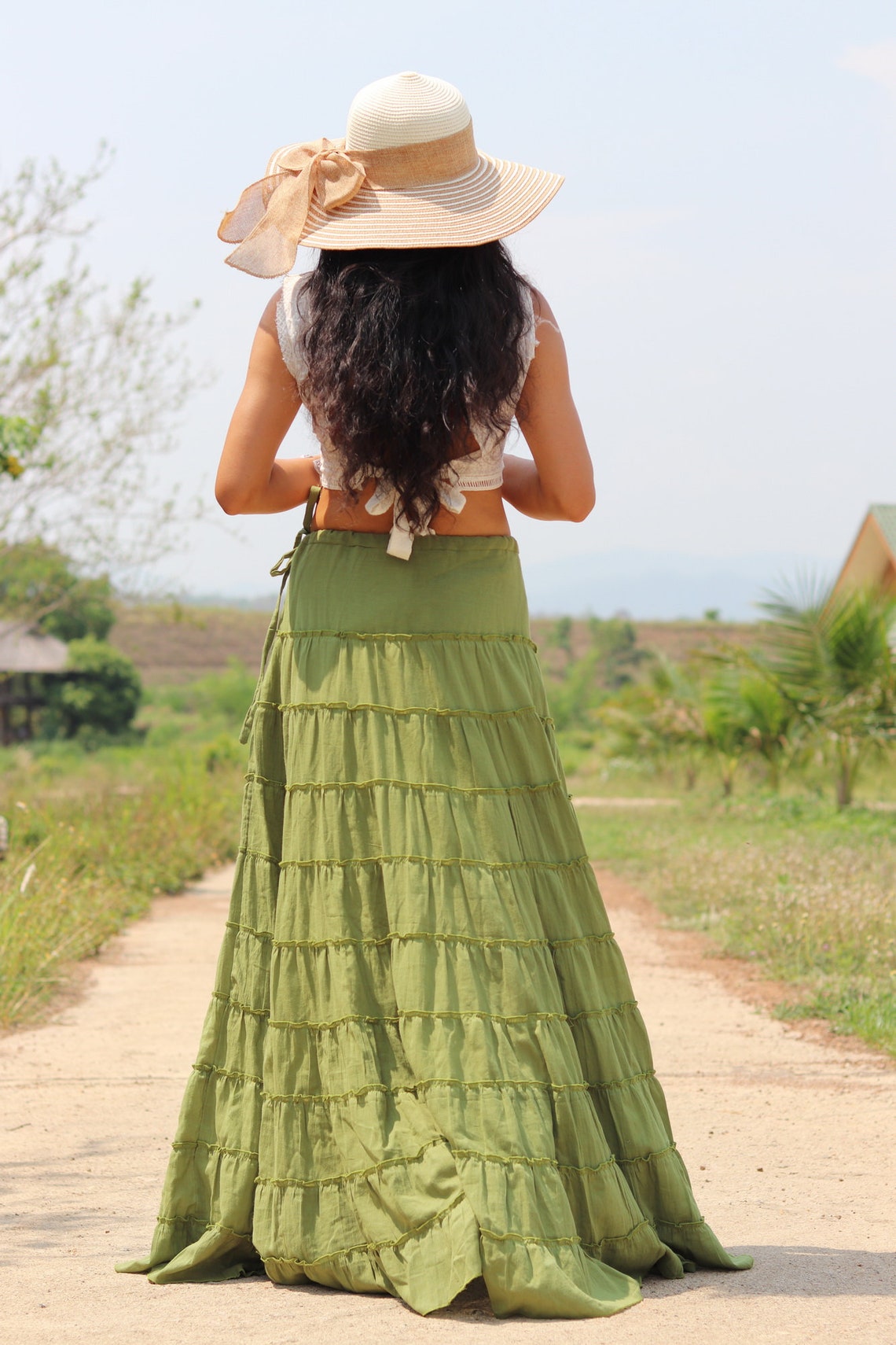Long Skirt / Boho Skirt / Maxi Skirt / Lime Green Skirt / Full Etsy