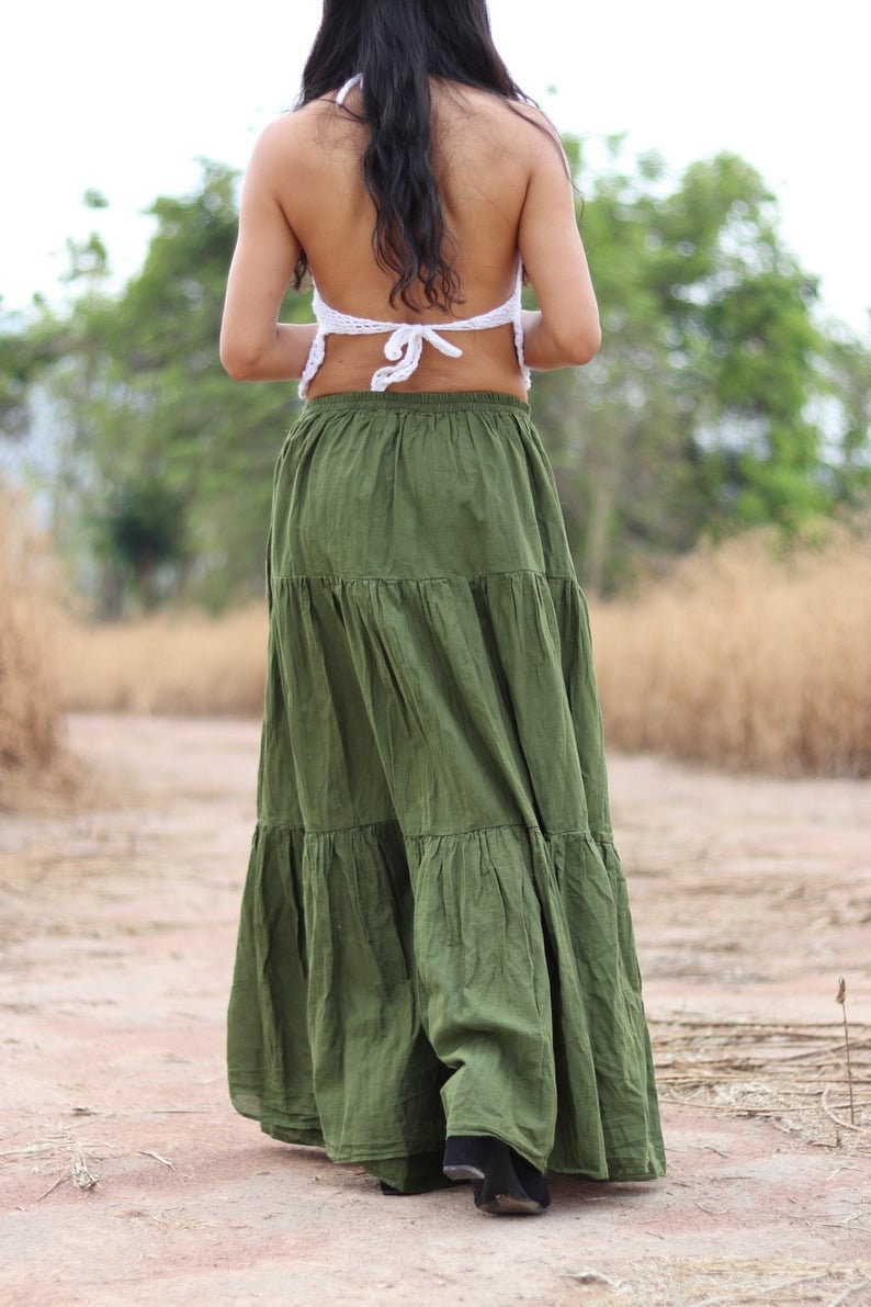 Long Skirt / Long Boho Skirt / Maxi Skirt / Full Length Skirt / Olive Green Skirt / Cotton Skirt / Modest Skirt / Formal Skirt / Boho Skirt zdjęcie 5