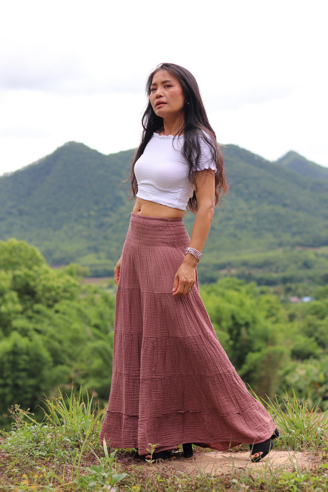 Long Boho Skirt /maxi Skirt /double Fabric/ Modest Skirt