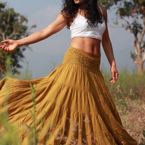 Long Skirt / Maxi Skirt / Long Boho Skirt / Full Length Skirt / Cotton Skirt / Modest Skirt / Plus Size Skirt / Color Mustard Yellow