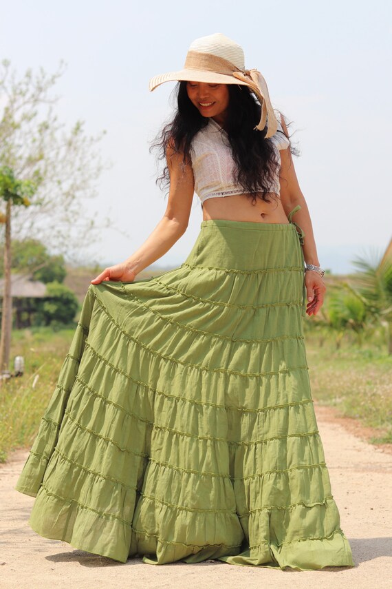 onenigheid Aanpassing Vakman Lange Rok / Boho Rok / Maxi Rok / Limoen Groene Rok / Full - Etsy België