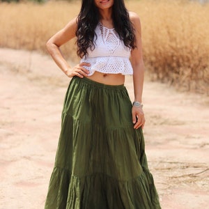 Long Skirt / Long Boho Skirt / Maxi Skirt / Full Length Skirt / Olive Green Skirt / Cotton Skirt / Modest Skirt / Formal Skirt / Boho Skirt zdjęcie 4