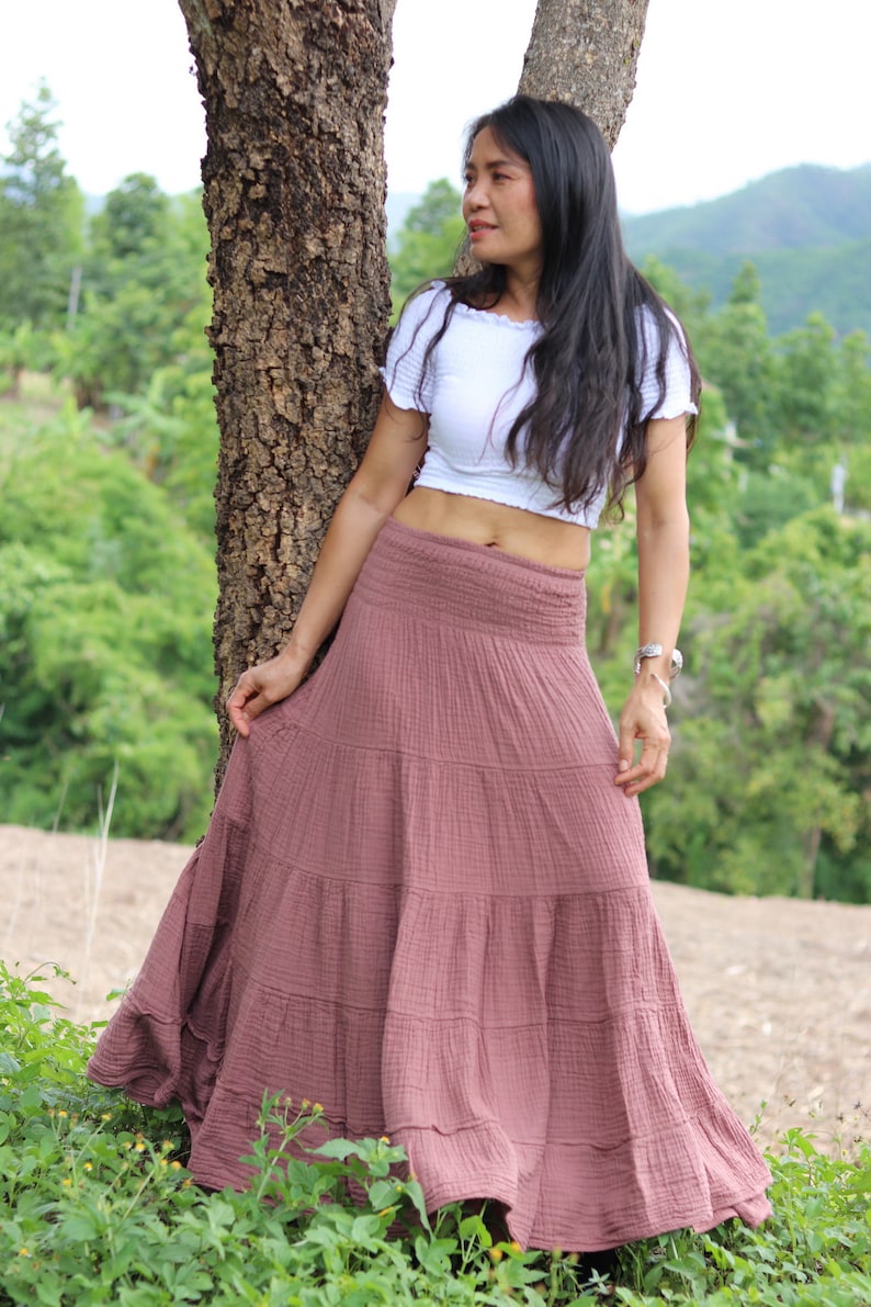 Long Boho Skirt /Maxi Skirt /Double Fabric/ Modest Skirt/ Etsy