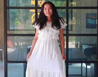 Boho Wedding Dress /Natural Cotton /  Tiered / Maxi Dress/ Gown/ Cocktail / Formal