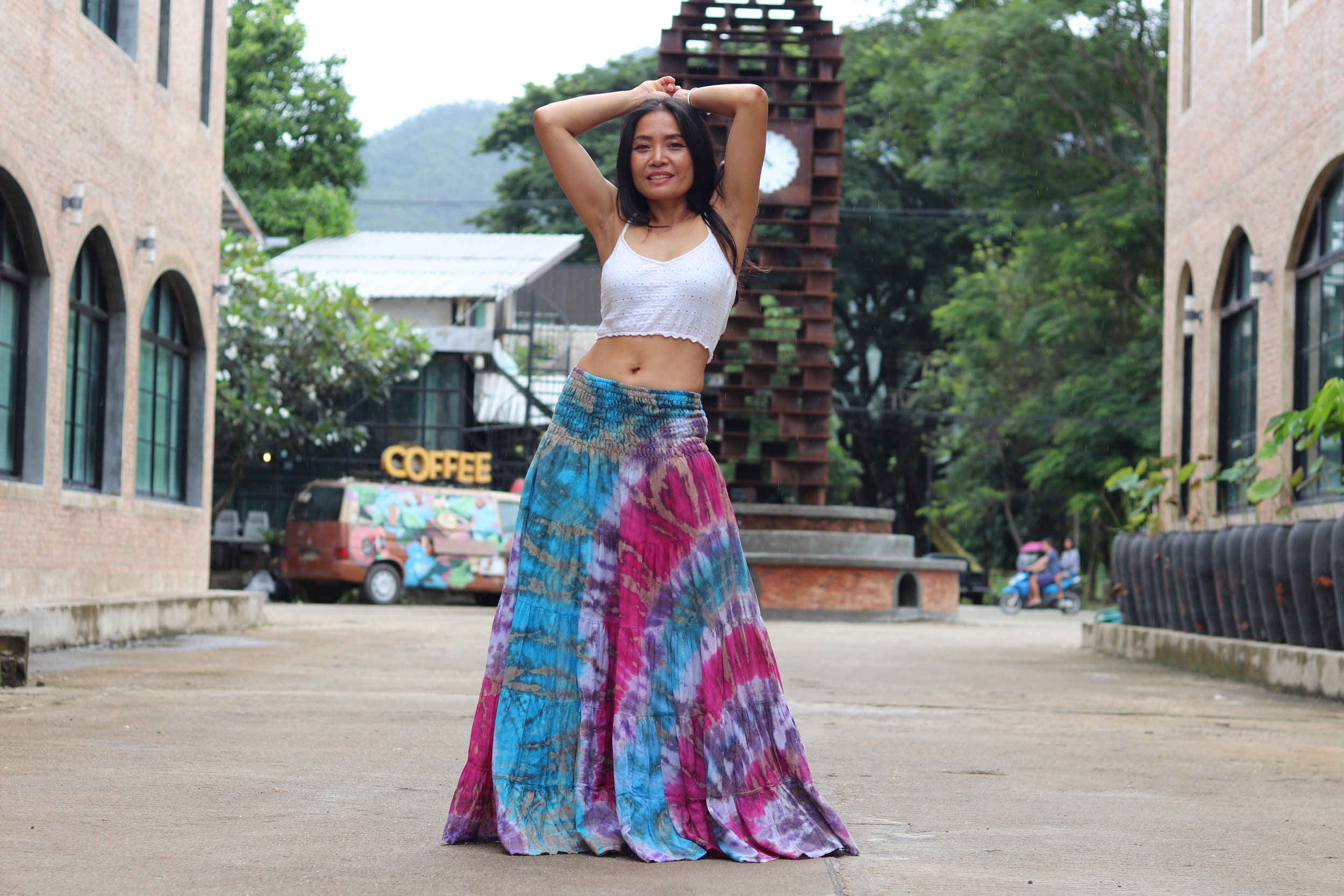 Boho Falda Corta Larga Faldas Bohemias Faldas Asimetricas Largas