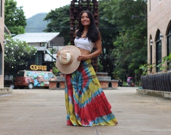 Boho tie dye maxi skirt hot sale