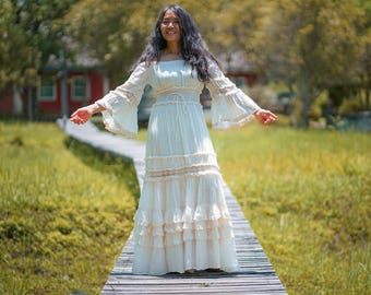 Boho Maxi Dress / Bohemian Wedding / Formal / Gown / Bridal / Maxi /Natural Cotton