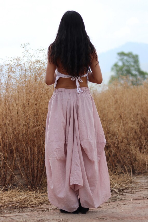 pink boho maxi skirt