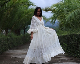 Dress/Boho Dress / Boho Wedding Dress/ Natural Cotton Dress/Maxi Dress / Natural Cotton Wedding Dress / Formal Dress /Bohemian Dress