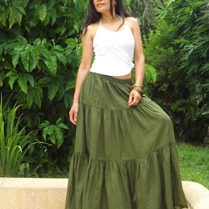 Long Skirt / Long Boho Skirt / Maxi Skirt / Full Length Skirt / Olive Green Skirt / Cotton Skirt / Modest Skirt / Formal Skirt / Boho Skirt zdjęcie 8