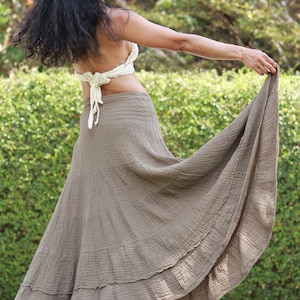 Long Skirt /Long Boho Skirt / Maxi Skirt / Modest Skirt / Peasant Skirt / Bohemian Skirt / Double Fabric/ Boho Skirt / Color Brown