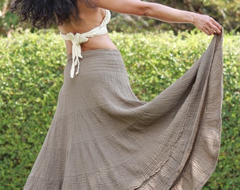 Long Skirt /Long Boho Skirt / Maxi Skirt / Modest Skirt / Peasant Skirt / Bohemian Skirt / Double Fabric/ Boho Skirt / Color Brown