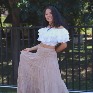 Boho Skirt / Maxi / Long / Modest / Full Length/ Colour Natural Cotton/ Boho / Tiered /Floaty Baby Pink