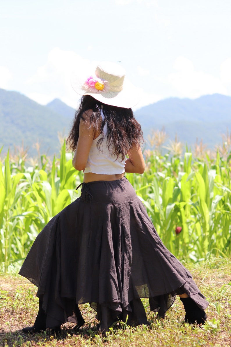 Boho Skirt / Long Skirt / Pixie Skirt / Bohemian Skirt / Maxi Skirt / Cotton Skirt / Asymmetrical Skirt / Color Coco Brown image 7