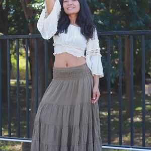Boho Skirt / Maxi / Peasant / Long /Colour Dark Grey /Soft and Floaty/ Boho Chic Brown