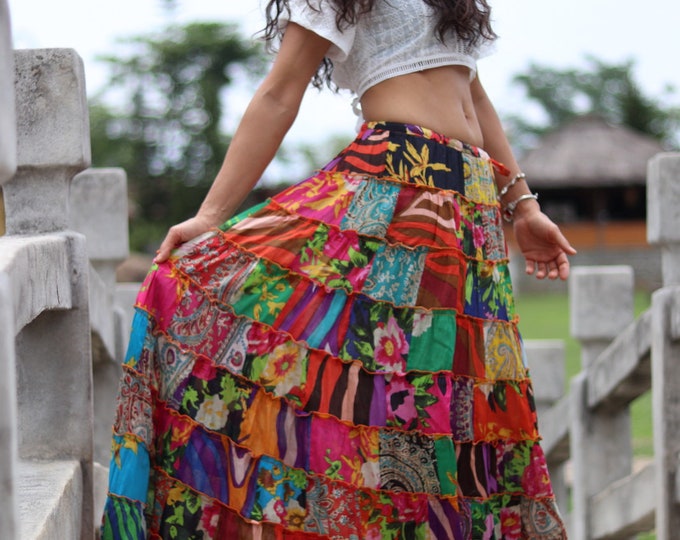 Patchwork Skirt, Long Skirt ,full Length Skirt , Boho Skirt ,cotton ...