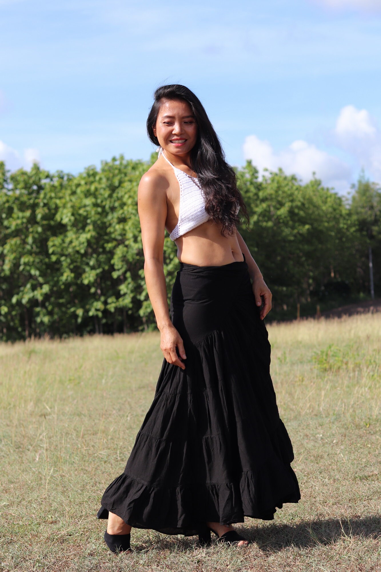 スカート BOHEMSEO : 25SS / OUT-POCKET WRAP SKIRT (BLACK) Wrap Skirt / Boho Wrap Skirt / Boho Skirt/ Black Skirt