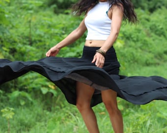 Long Skirt / Maxi  / Boho  / Full Length / Cotton / Modest / Color Black/ Boho Chic / Festival