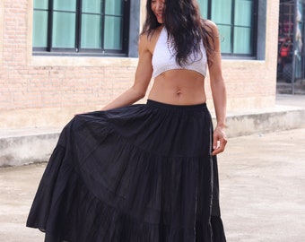 Long Skirt / Long Boho Skirt / Maxi Skirt / Full Length Skirt / Black Skirt / Cotton Skirt / Modest Skirt / Formal Skirt / Floor Length