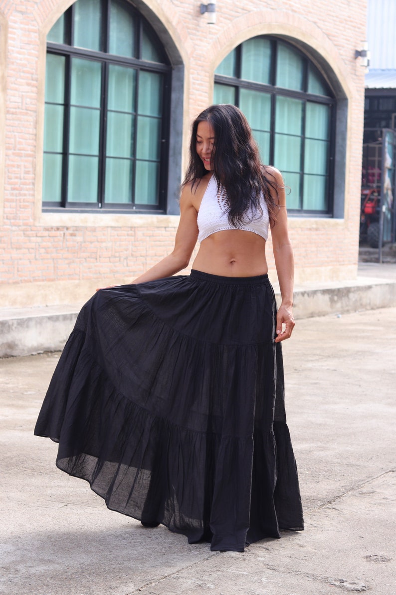 Long Skirt / Long Boho Skirt / Maxi Skirt / Full Length Skirt / Black Skirt / Cotton Skirt / Modest Skirt / Formal Skirt / Floor Length zdjęcie 1