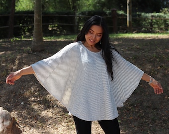 Over Sized Blouse / Poncho /  Women's Over Sized Top / Blouse / Tops / Beach Blouse/ Summer Blouse / Beach Cover Up / Color Natural Cotton