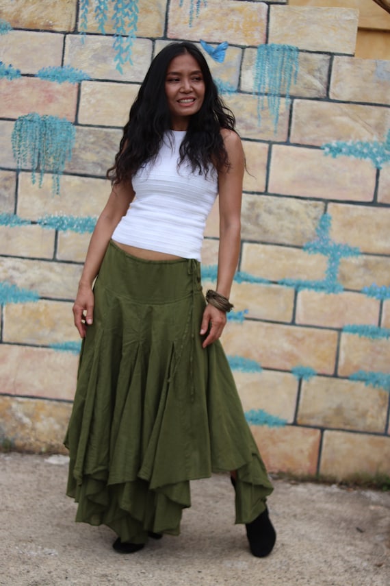 【PORTERNA】Hemp slit long skirt Slit printed long skirt - Women | MANGO OUTLET USA