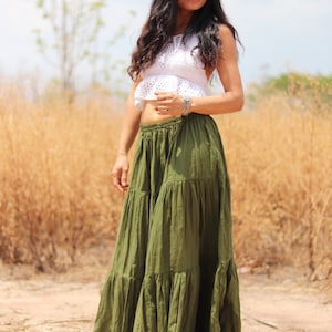 Long Skirt / Long Boho Skirt / Maxi Skirt / Full Length Skirt / Olive Green Skirt / Cotton Skirt / Modest Skirt / Formal Skirt / Boho Skirt zdjęcie 3