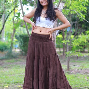 Gauze Tiered Skirt / Maxi Skirt / Long Boho Skirt / Boho Skirt / Full Length Skirt / Cotton Skirt / Chocolate Brown Skirt / Modest Skirt