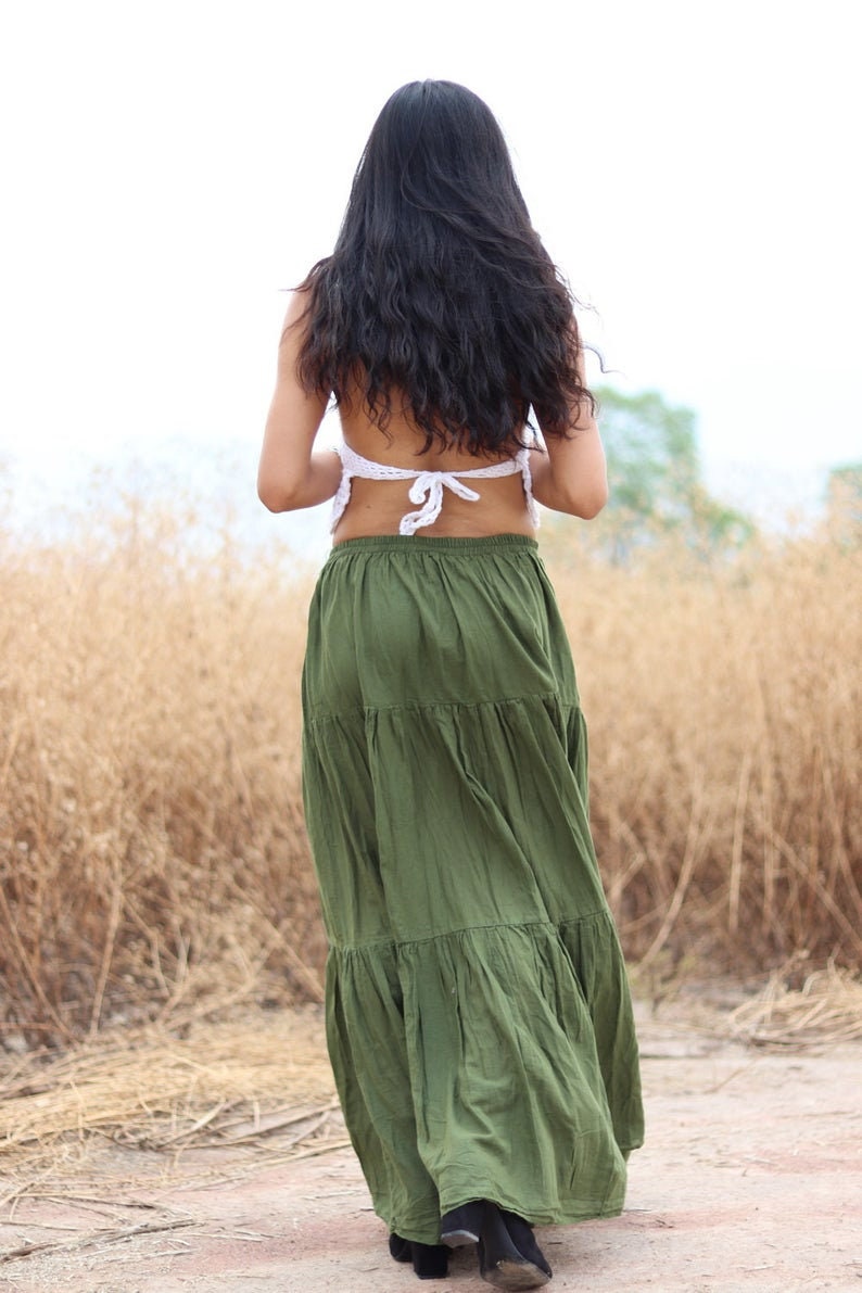 Long Skirt / Long Boho Skirt / Maxi Skirt / Full Length Skirt / Olive Green Skirt / Cotton Skirt / Modest Skirt / Formal Skirt / Boho Skirt zdjęcie 6