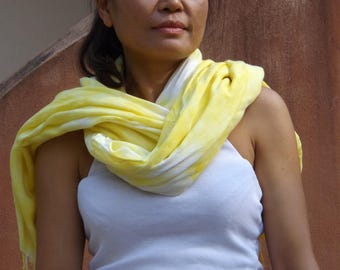 Scarf ...Tie Dye Scarf ...Color Yellow