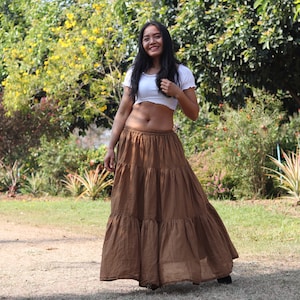 Long Skirt / Long Boho Skirt / Maxi Skirt / Full Length Skirt / Color Brown / Cotton Skirt /Modest Skirt /Formal Skirt  / Floor Length