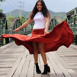 Falda larga plisada de algodón de 5 niveles para mujer, falda larga bohemia  y gitana