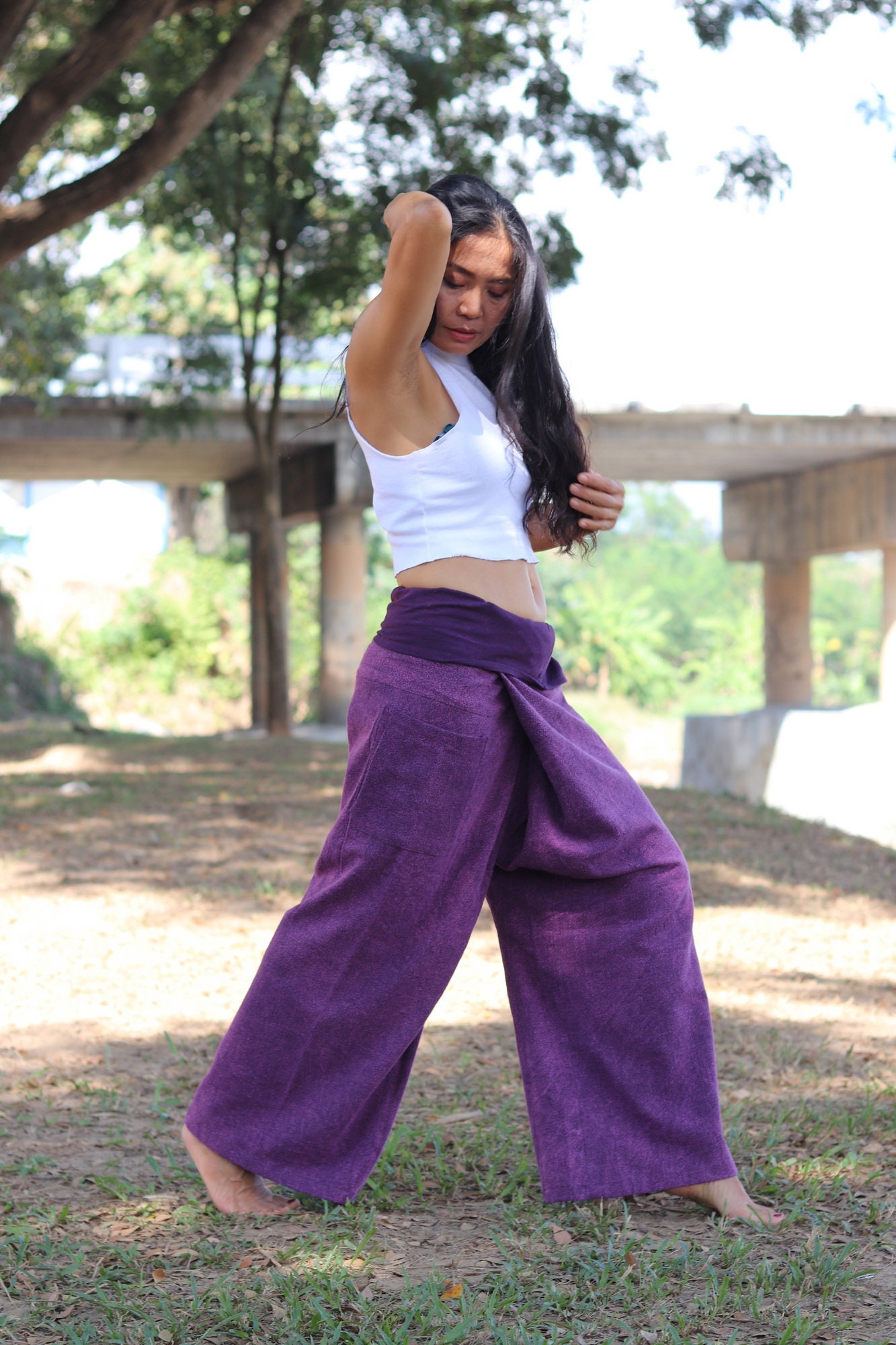 Thai Fisherman Pants Fisherman Pants unisex Pants Maternity Pants yoga Pants casual Pants Lounging Pants color Purple Etsy