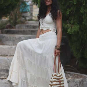 Boho Skirt / Maxi / Peasant / Long /Colour Dark Grey /Soft and Floaty/ Boho Chic Natrual Cotton