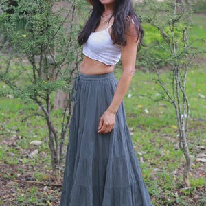 Maxirock aus natürlicher Baumwolle, 5-stufiger Boho-Rock Dark Gray