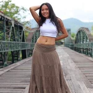 Gauze Tiered Skirt / Maxi Skirt / Long Boho Skirt / Boho Skirt / Full Length Skirt / Cotton Skirt / Long Skirt / Light Brown Skirt image 7