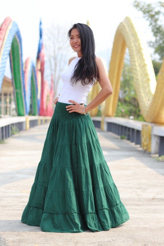 Lange Rok Lange Boho Rok Maxi Rok Volledige Lengte Rok Etsy