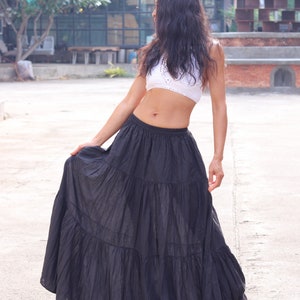 Long Skirt / Long Boho Skirt / Maxi Skirt / Full Length Skirt / Black Skirt / Cotton Skirt / Modest Skirt / Formal Skirt / Floor Length zdjęcie 5