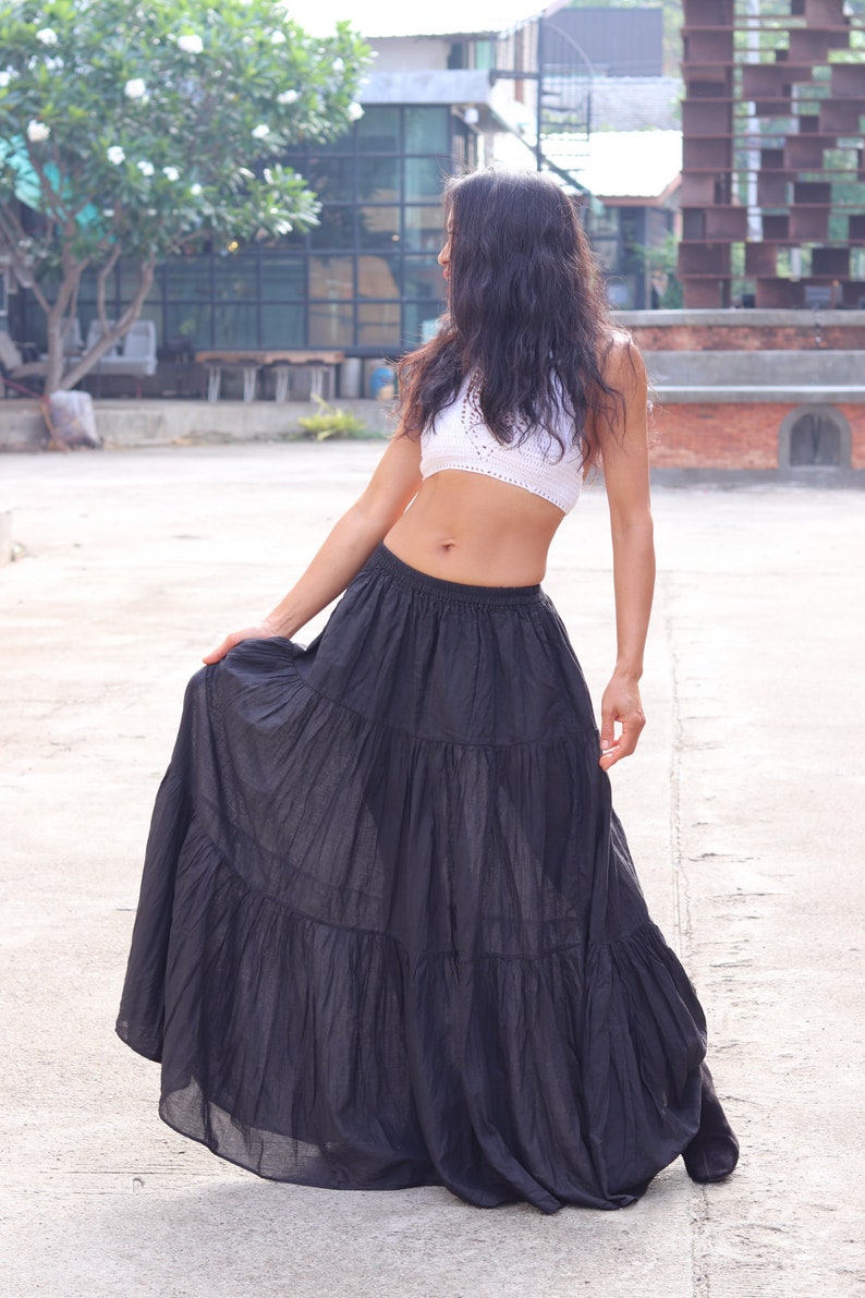 Long Skirt / Long Boho Skirt / Maxi Skirt / Full Length Skirt / Black Skirt / Cotton Skirt / Modest Skirt / Formal Skirt / Floor Length zdjęcie 5