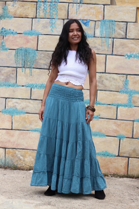 Long Skirt Maxi Skirt Long Boho Skirt Full Length Skirt Cotton Skirt Modest Skirt Plus Size Skirt Color Light Blue Long Skirt Maxi Skirt Long Boho Skirt Full Length Skirt Cotton Skirt Modest Skirt Plus Size Skirt Color Light Blue