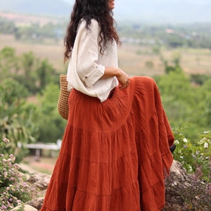 Long Skirt / Maxi Skirt / Long Boho Skirt / Full Length Skirt / Cotton Skirt / Modest Skirt / Plus Size Skirt / Color Burnt Orange zdjęcie 1