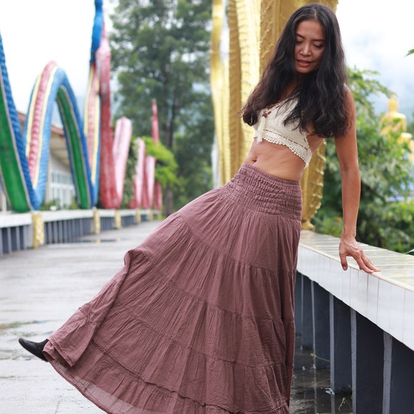 Long Skirt / Maxi Skirt / Long Boho Skirt / Full Length Skirt / Cotton Skirt / Modest Skirt / Plus Size Skirt / Color Dusty Rose