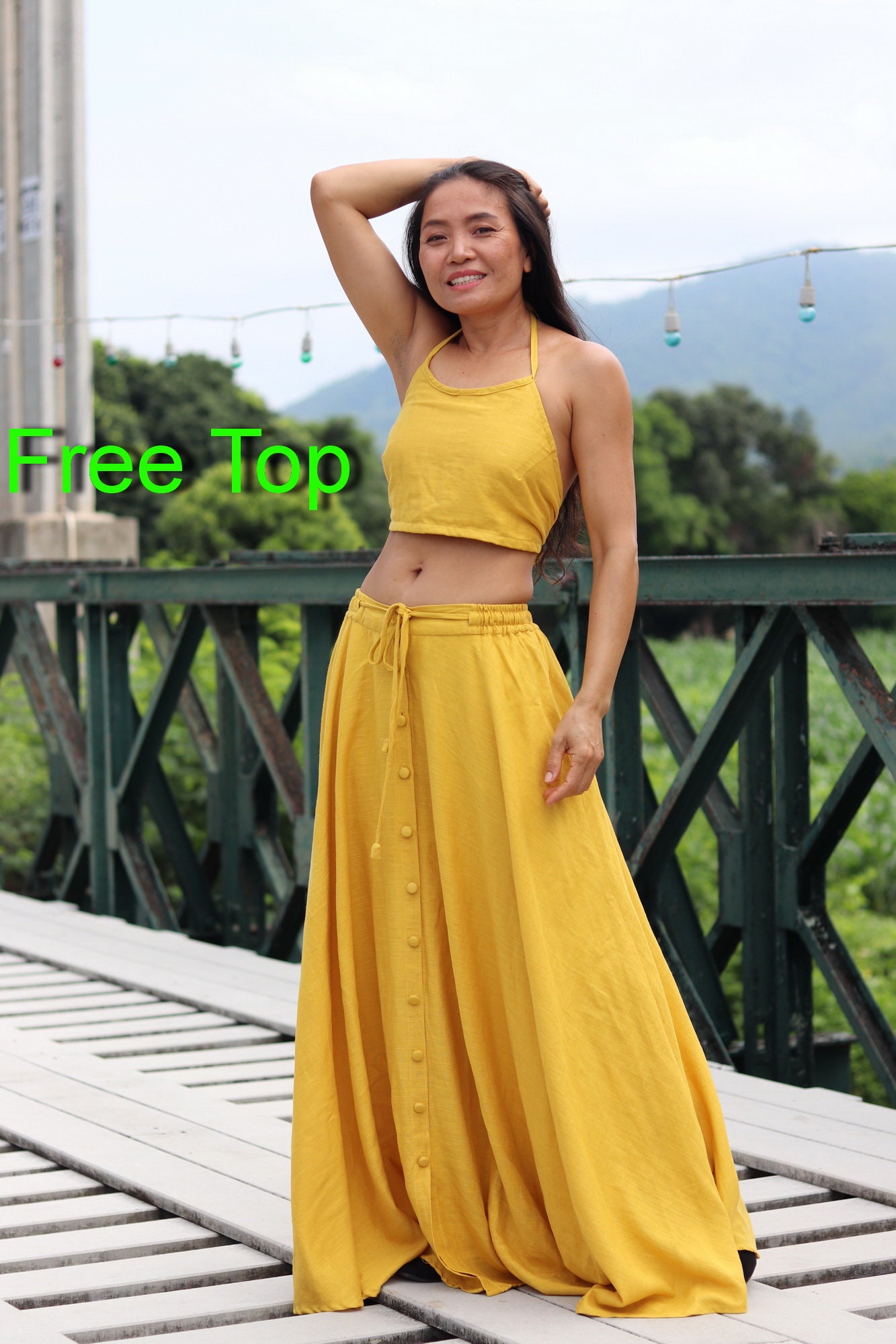 Hemp cotton maxi skirt hotsell